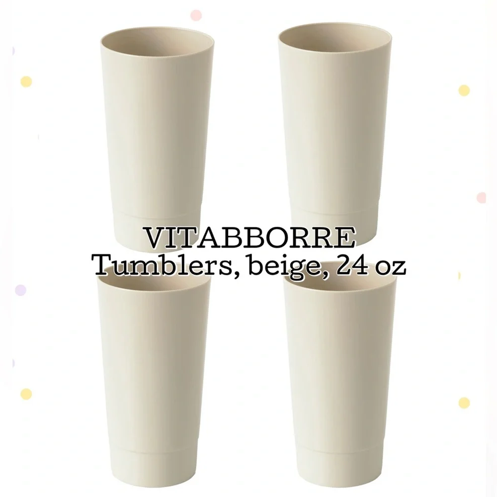 VITABBORRE 24 oz Beige Plastic Tumblers - Set of 4